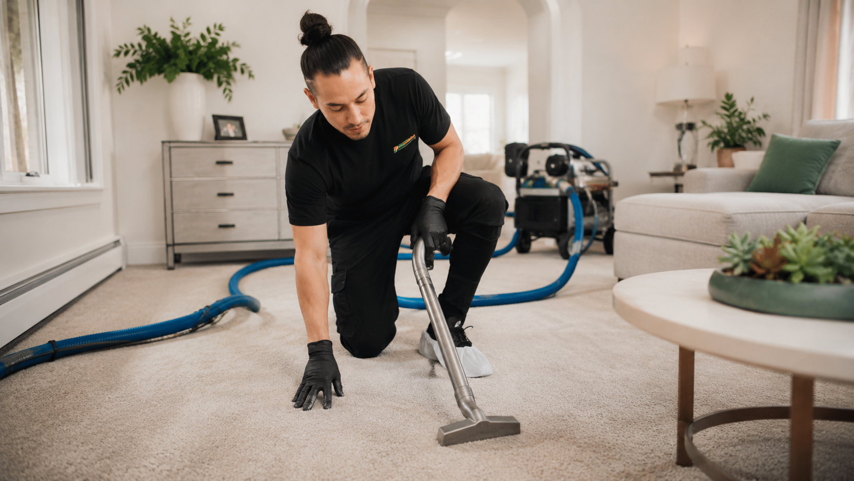 Carpet cleaning inspection and pre-vacuum