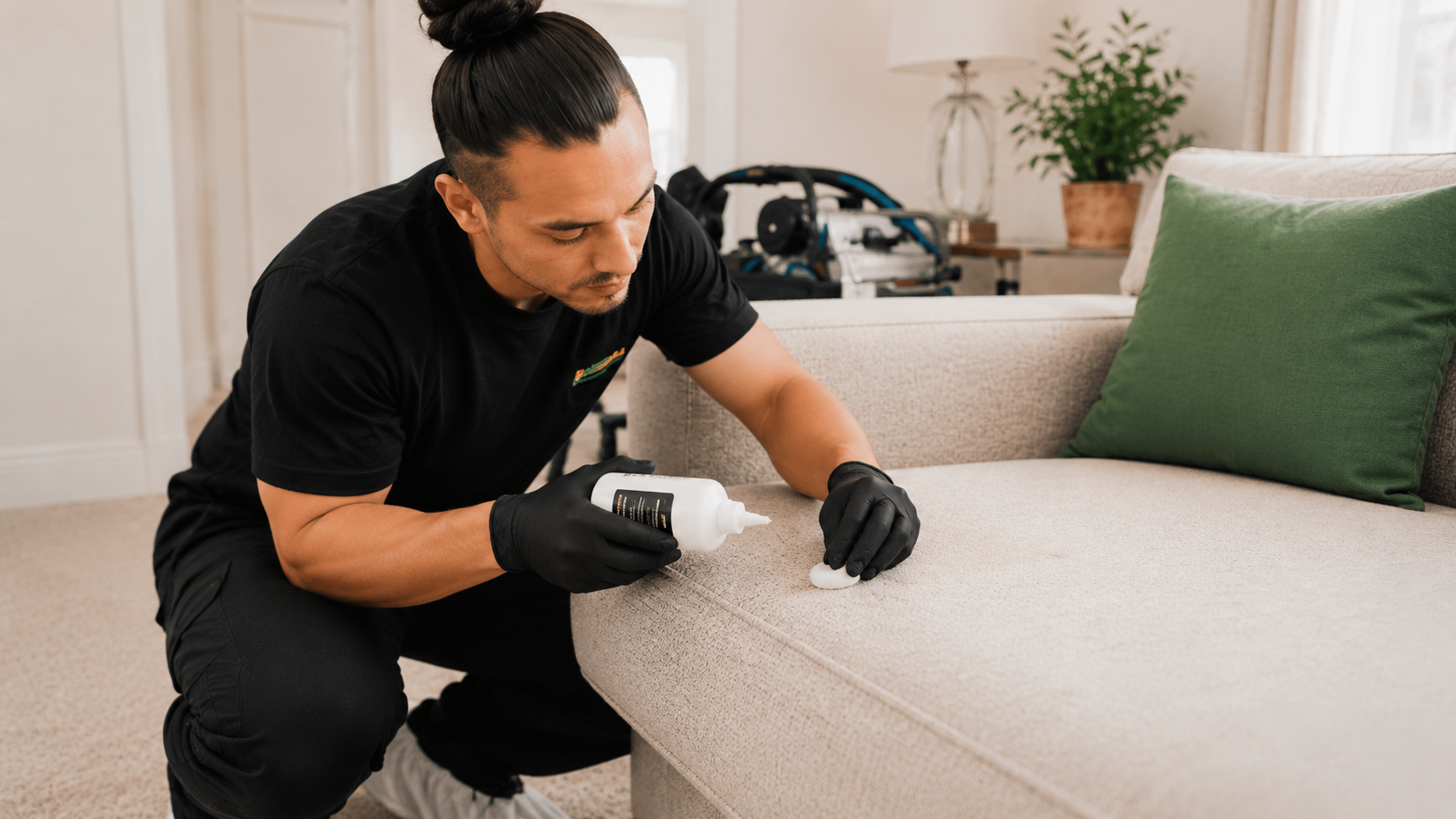 Spot & odor treatment: Remaining spots and odors are treated at the source.